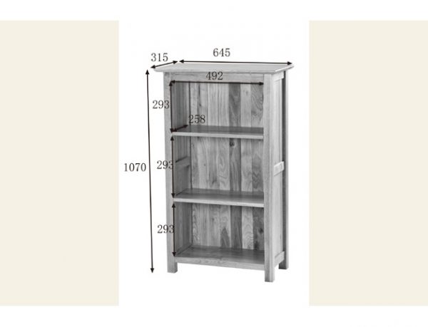 Devon Oak Low & Narrow Bookcase With 3 Shelves | Fully Assembled