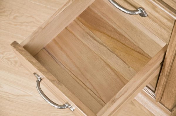 Parisian Oak Bedside Table With 2 Drawers | Fully Assembled