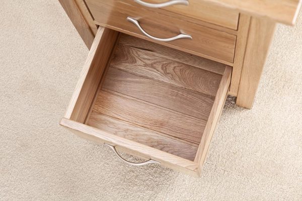 Devon Oak Tall Bedside Cabinet With Drawers | Fully Assembled