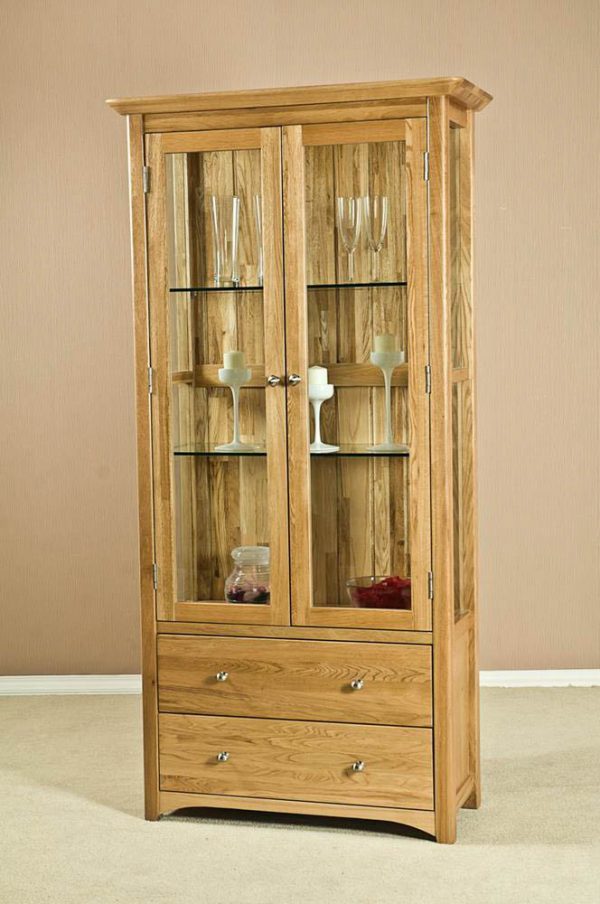 Wellington Oak Glass Display Cabinet
