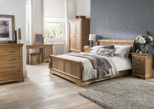 Parisian Oak Bedside Table With 2 Drawers | Fully Assembled