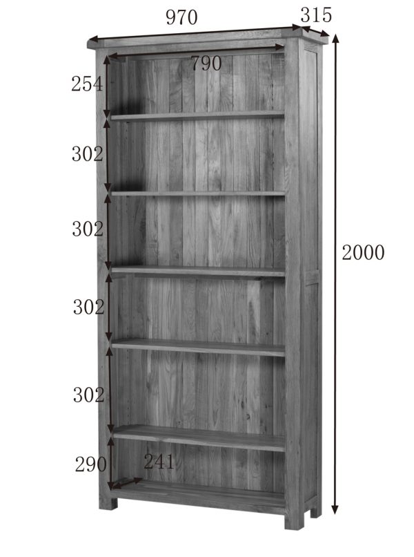 Nottingham Rustic Oak 6ft Wide Bookcase | Fully Assembled