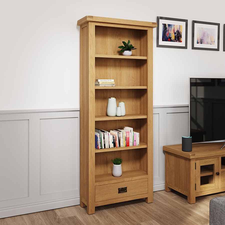 Hexham Oak Medium Bookcase No Assembly Required