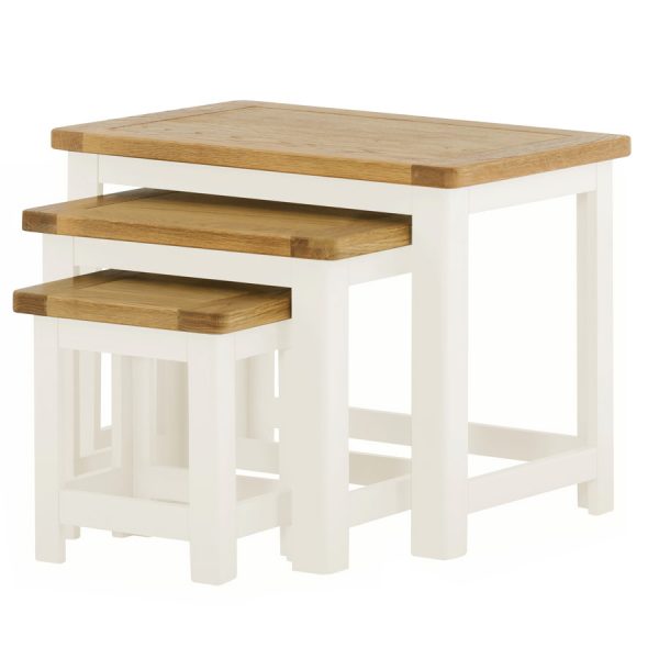 Oak Nest of Tables Hardwood & Painted Nest of Tables Oak World