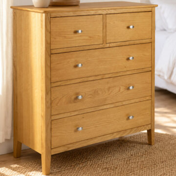 Denby Oak 2 Over 3 Chest Of Drawers | Assembled