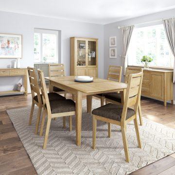 Denby 4ft Extending Oak Dining Table Set With Six Chairs