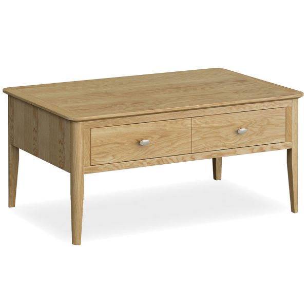 Denby Matt Lacquer Light Oak Coffee Table With Drawer