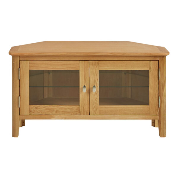 Denby Oak Corner TV Unit | Fully Assembled