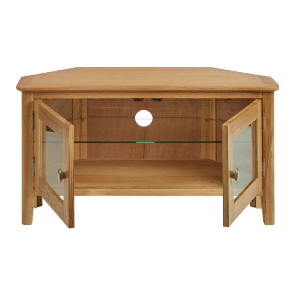 Denby Oak Corner TV Unit | Fully Assembled