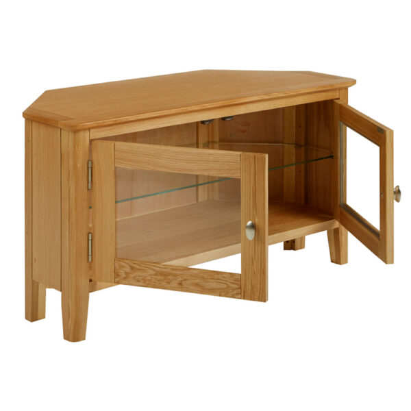 Denby Oak Corner TV Unit | Fully Assembled