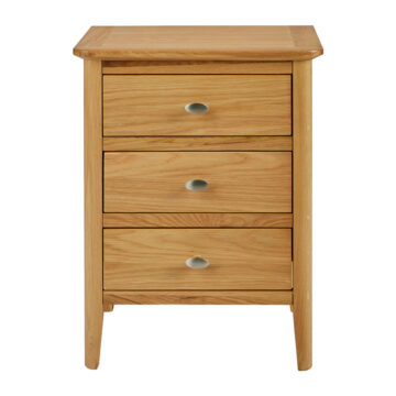 Denby Oak 3 Drawer Bedside Cabinet | Assembled