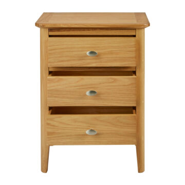 Denby Oak 3 Drawer Bedside Cabinet | Assembled