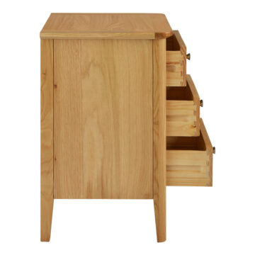 Denby Oak 3 Drawer Bedside Cabinet | Assembled
