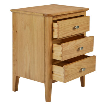 Denby Oak 3 Drawer Bedside Cabinet | Assembled