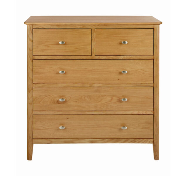 Denby Oak 2 Over 3 Chest Of Drawers | Fully Assembled