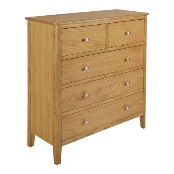 Denby Oak 2 Over 3 Chest Of Drawers | Fully Assembled