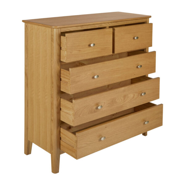 Denby Oak 2 Over 3 Chest Of Drawers | Fully Assembled