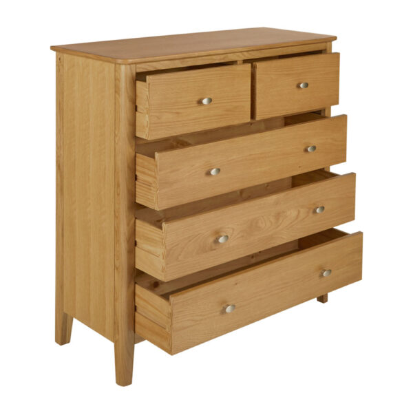 Denby Oak 2 Over 3 Chest Of Drawers | Fully Assembled