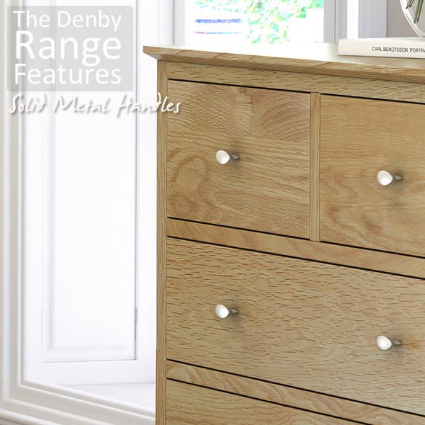 Denby Oak 2 Over 3 Chest Of Drawers | Fully Assembled | Clearance