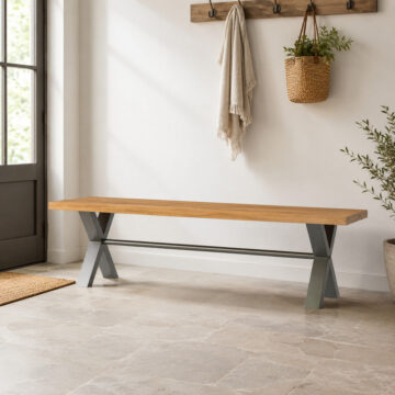 Industrial Oak Large Bench | Natural Oil Finish