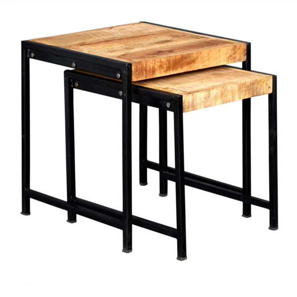 Black Memphis Industrial Nest of 2 Tables
