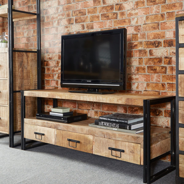 Black Memphis Industrial Console Table