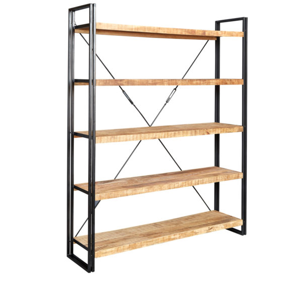 Memphis Industrial Metal Large Open Mango Bookcase