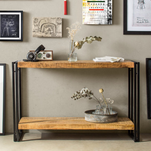 Black Memphis Industrial Console Table