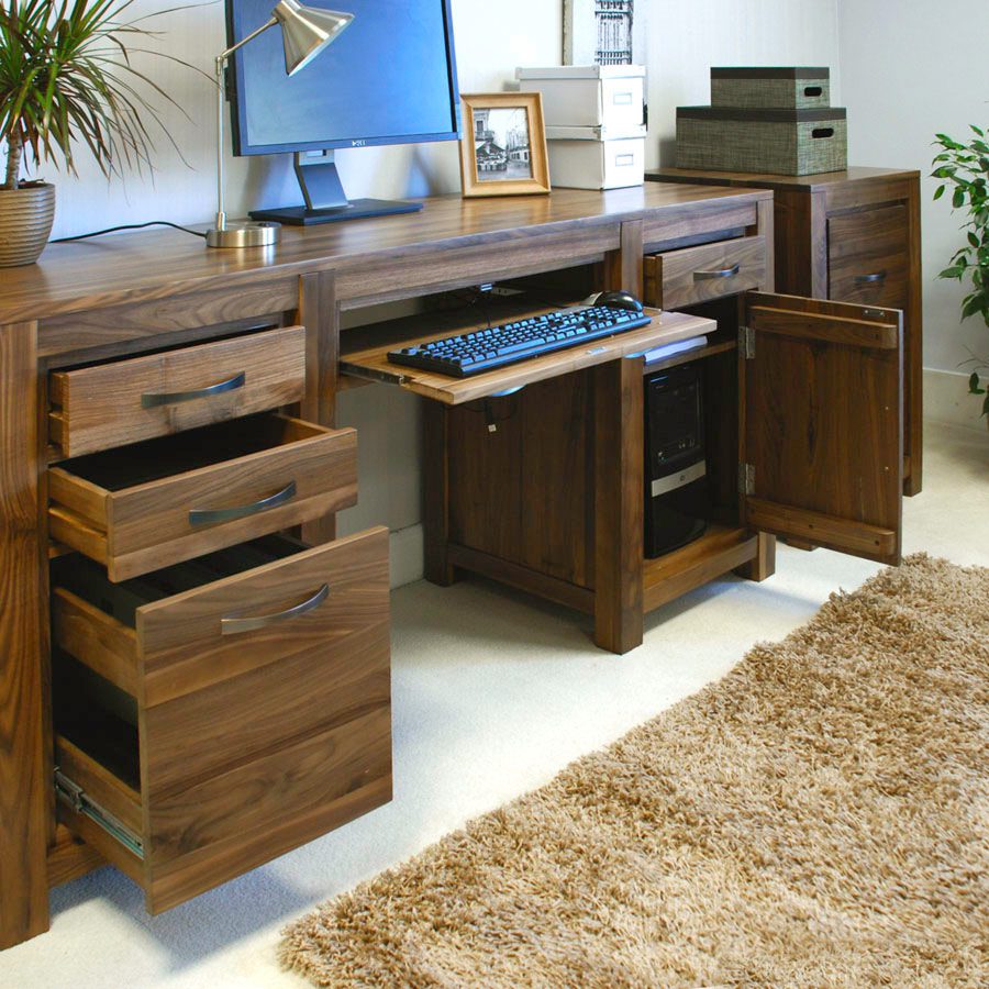 Kingston Walnut Twin Pedestal Computer Desk Oak World
