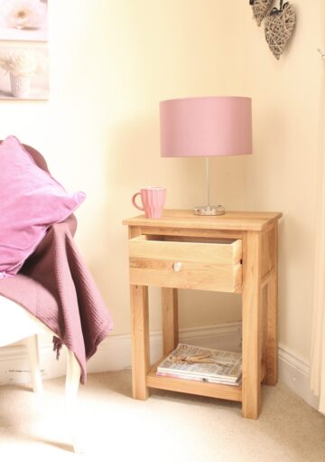 North Bay Oak 1 Drawer Bedside Table | Assembled