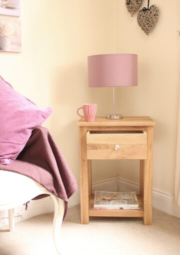 North Bay Oak 1 Drawer Bedside Table | Assembled