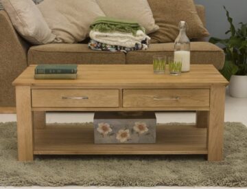 North Bay Oak 4 Drawer Coffee Table | Assembled