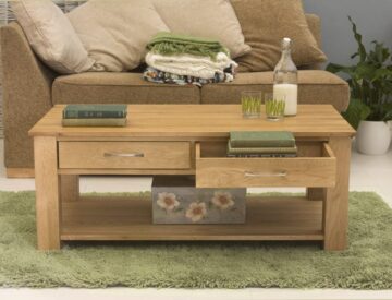 North Bay Oak 4 Drawer Coffee Table | Assembled
