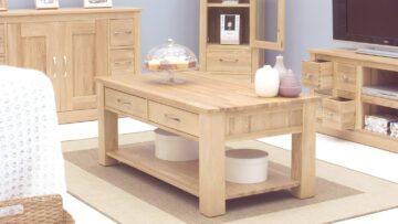 North Bay Oak 4 Drawer Coffee Table | Assembled