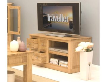 North Bay Oak 4 Drawer TV Cabinet 99cm | Assembled