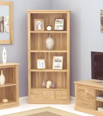 North Bay Oak Large 3 Drawer Bookcase | Assembled