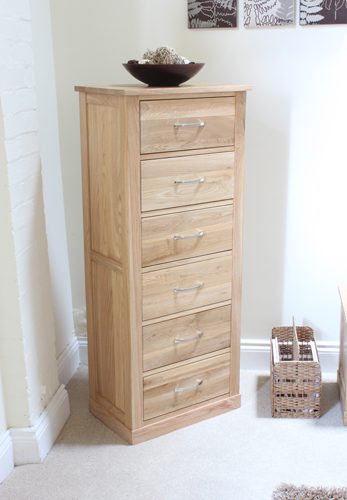 North Bay Oak Tallboy Chest of 6 Drawers | Fully Assembled