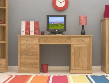 North Bay Oak Twin Pedestal Computer Desk