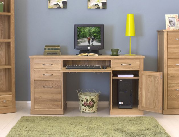 North Bay Oak Twin Pedestal Computer Desk
