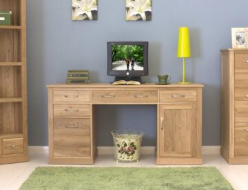 North Bay Oak Twin Pedestal Computer Desk