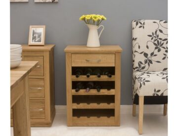 North Bay Oak Wine Rack Lamp Table