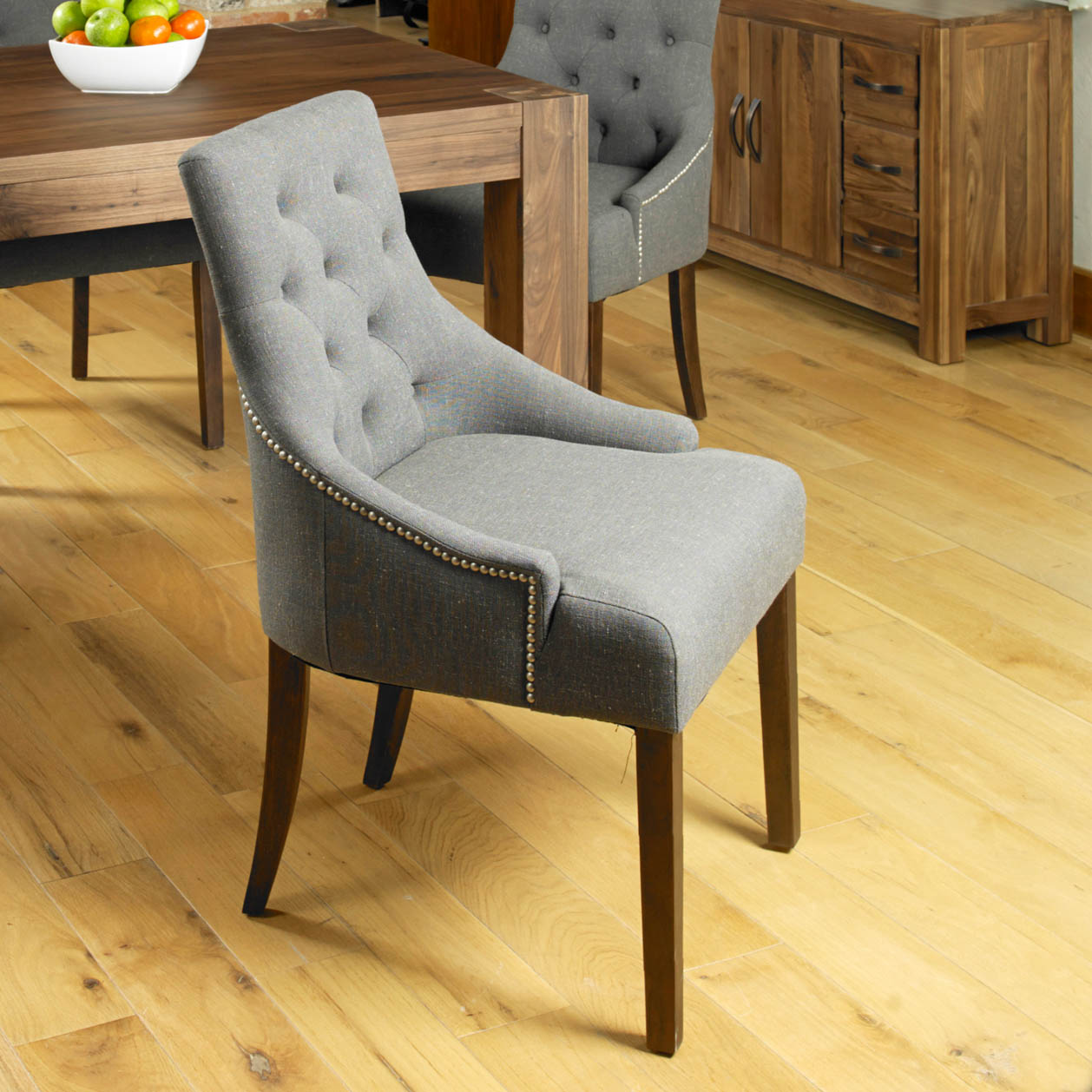 Toronto Walnut Pair Of Accent Dining Chairs in Stone Oak World