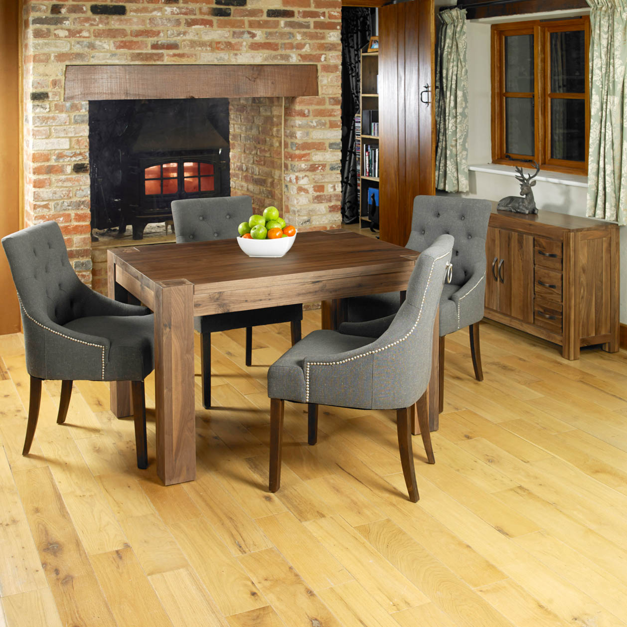 Toronto Walnut Pair Of Accent Dining Chairs in Stone Oak World