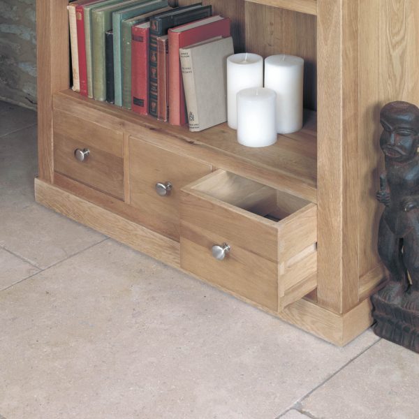 North Bay Oak Large 3 Drawer Bookcase 5ft 9 | Fully Assembled