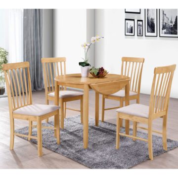 Alston Oak Drop Leaf Dining Table Set & 4 Chairs