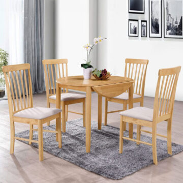 Alston Oak Round Dining Table Set & 4 Chairs