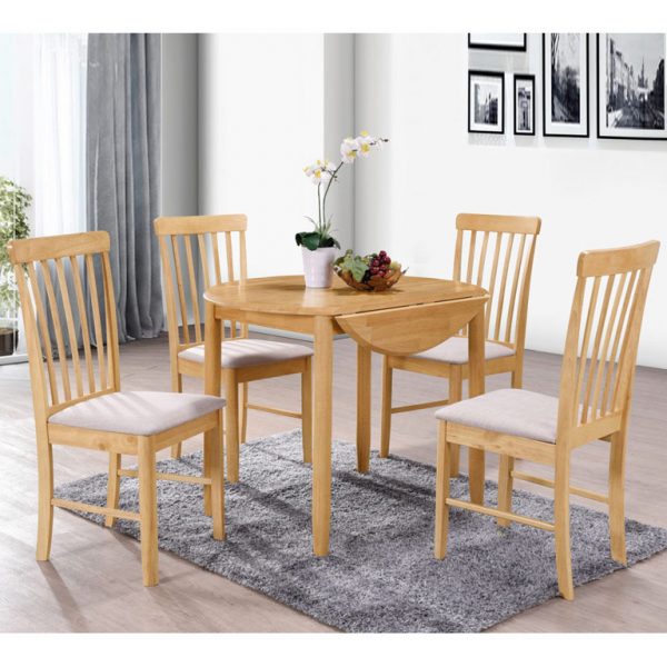 Alston Oak Drop Leaf Dining Table Set & 4 Chairs