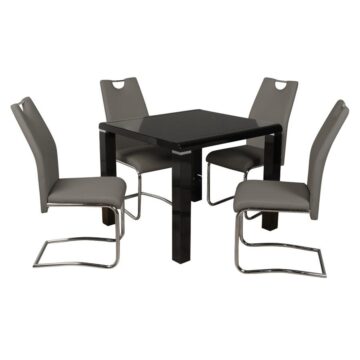 Trend High Gloss Black 3ft Square Dining Table & 4 Chairs