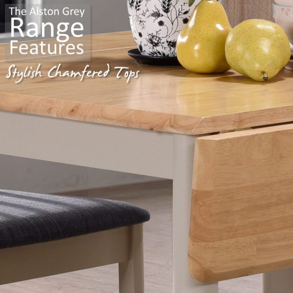 Alston Painted Grey Round Drop Leaf Dining Table | Clearance