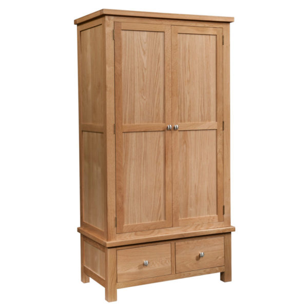 Wynyard Oak Double Wardrobe With 2 Drawers